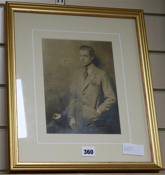 Hugh Cecil, signed photograph of Edward VIII, signed in ink Edward P and dated 1925, 23.5 x 18cm